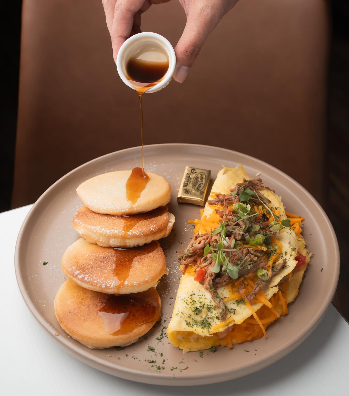 Pancakes and omelette plate